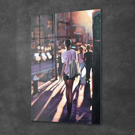 Decovetro Cam Tablo Yağlı Boya Street Girl