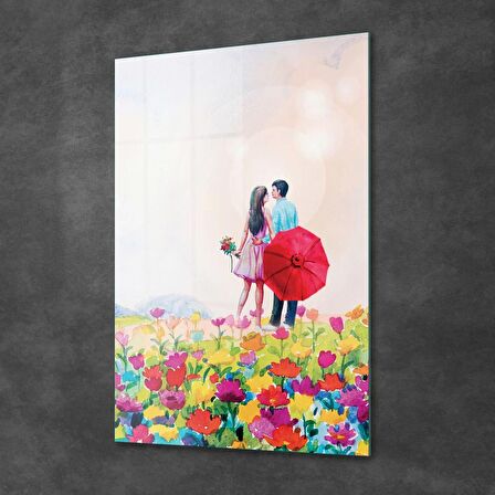 Decovetro Cam Tablo Yağlı Boya Love