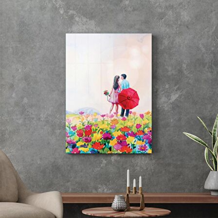 Decovetro Cam Tablo Yağlı Boya Love