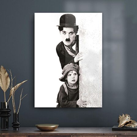 Decovetro Charlie Caplin ve Çocuk Cam Tablo