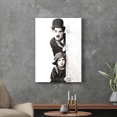 Decovetro Charlie Caplin ve Çocuk Cam Tablo