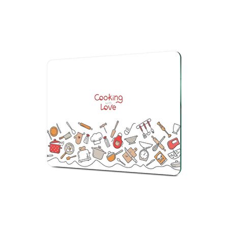 Decovetro Cam Kesme Tahtası Cooking Love Desenli 30x40 Cm