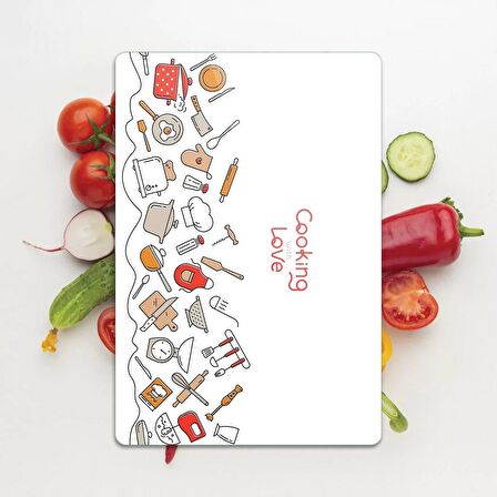 Decovetro Cam Kesme Tahtası Cooking Love Desenli 30x40 Cm