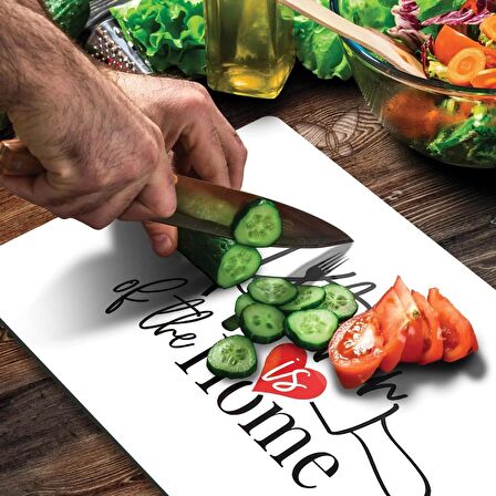 Decovetro Cam Kesme Tahtası Kitchen Love Desenli 20x30 Cm