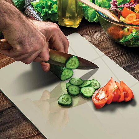 Decovetro Cam Kesme Tahtası Bej Rengi 20x30 Cm