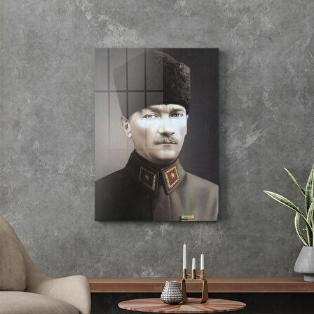 Decovetro Askeri Üniformalı Atatürk Cam Tablo