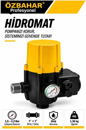 Özbahar Profesyonel Hidromat – Otomatik Pompa Kontrolü, Manometre ve Kuru Çalışma Koruması