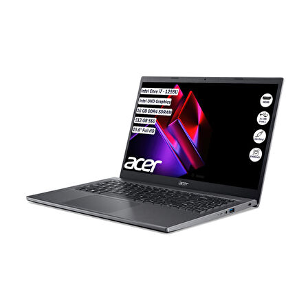 Acer Extensa 15 Intel Core i7 1255U 16 GB 512 GB SSD Freedos 15.6" FHD Taşınabilir Bilgisayar NX.EGYEY.006