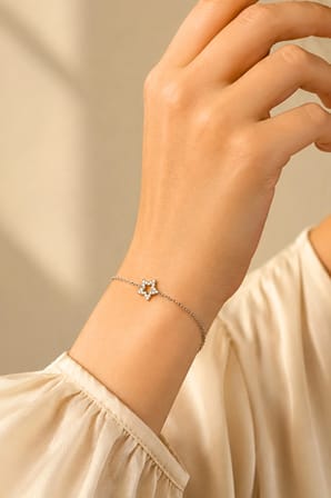 925 Ayar Gümüş Zirkon Taşlı Yıldız Bileklik - 45051801
