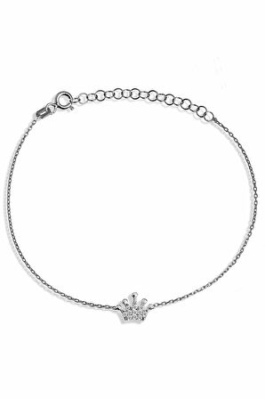 Zirkon Taşlı 925 Ayar Gümüş Taç Bileklik - B054601