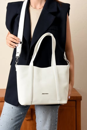 El Cantasi Kadin El ve Omuz Cantasi Yeni Sezon Ebat:boy 24 En 33 Cm Beyaz Just Polo