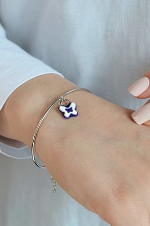 925 Ayar Gümüş Mineli Kelebek Figürlü Kelepçe Bileklik