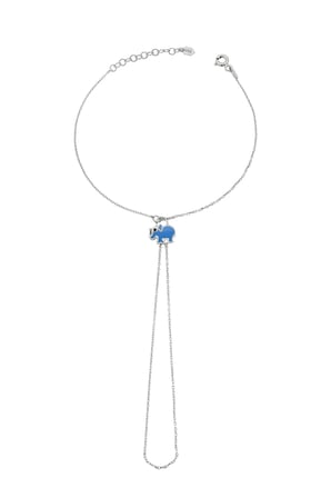 925 Ayar Gümüş Minimal Mavi Fil Şahmeran - 45096301