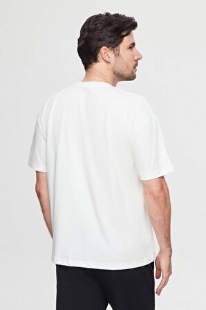 Twn Oversize Beyaz Baskılı %100 Pamuk T-Shirt 2EC14ORT05212