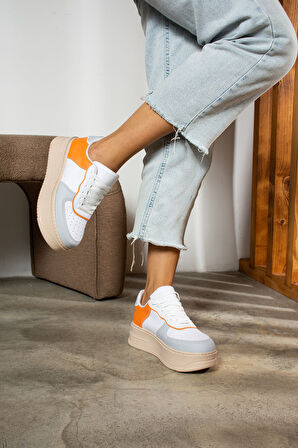 Günlük Kadın Sneaker Bağcıklı Hafif Kalın Yüksek Tabanlı Yürüyüş Nefes Alabilen Spor Ayakkabı 451