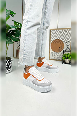 Günlük Kadın Sneaker Bağcıklı Hafif Kalın Yüksek Tabanlı Yürüyüş Nefes Alabilen Spor Ayakkabı 451