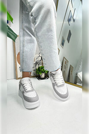 Günlük Kadın Sneaker Bağcıklı Hafif Kalın Yüksek Tabanlı Yürüyüş Nefes Alabilen Spor Ayakkabı 451