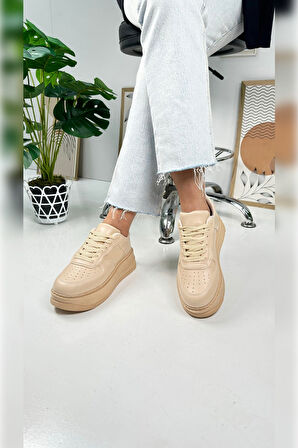 Günlük Kadın Sneaker Bağcıklı Hafif Kalın Yüksek Tabanlı Yürüyüş Nefes Alabilen Spor Ayakkabı 451