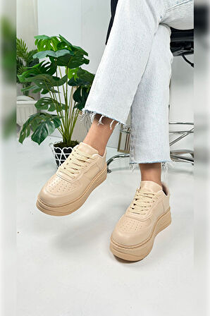 Günlük Kadın Sneaker Bağcıklı Hafif Kalın Yüksek Tabanlı Yürüyüş Nefes Alabilen Spor Ayakkabı 451