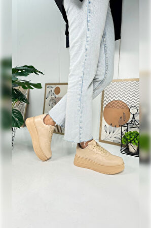 Günlük Kadın Sneaker Bağcıklı Hafif Kalın Yüksek Tabanlı Yürüyüş Nefes Alabilen Spor Ayakkabı 451