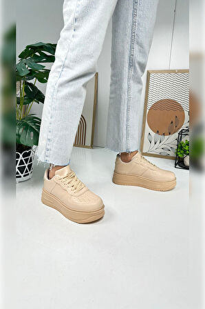 Günlük Kadın Sneaker Bağcıklı Hafif Kalın Yüksek Tabanlı Yürüyüş Nefes Alabilen Spor Ayakkabı 451