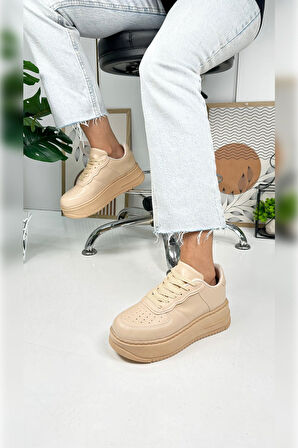 Günlük Kadın Sneaker Bağcıklı Hafif Kalın Yüksek Tabanlı Yürüyüş Nefes Alabilen Spor Ayakkabı 451