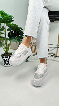 Günlük Kadın Sneaker Bağcıklı Hafif Kalın Yüksek Tabanlı Yürüyüş Nefes Alabilen Spor Ayakkabı 451