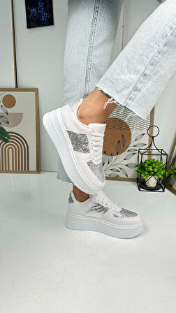 Günlük Kadın Sneaker Bağcıklı Hafif Kalın Yüksek Tabanlı Yürüyüş Nefes Alabilen Spor Ayakkabı 451