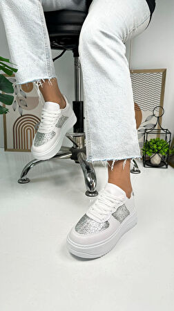 Günlük Kadın Sneaker Bağcıklı Hafif Kalın Yüksek Tabanlı Yürüyüş Nefes Alabilen Spor Ayakkabı 451