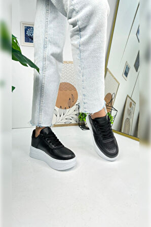 Günlük Kadın Sneaker Bağcıklı Hafif Kalın Yüksek Tabanlı Yürüyüş Nefes Alabilen Spor Ayakkabı 451