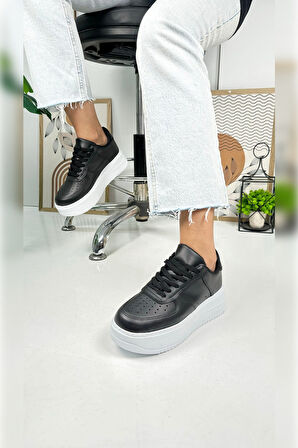 Günlük Kadın Sneaker Bağcıklı Hafif Kalın Yüksek Tabanlı Yürüyüş Nefes Alabilen Spor Ayakkabı 451