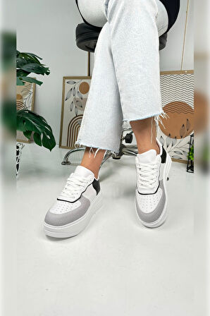 Günlük Kadın Sneaker Bağcıklı Hafif Kalın Yüksek Tabanlı Yürüyüş Nefes Alabilen Spor Ayakkabı 451