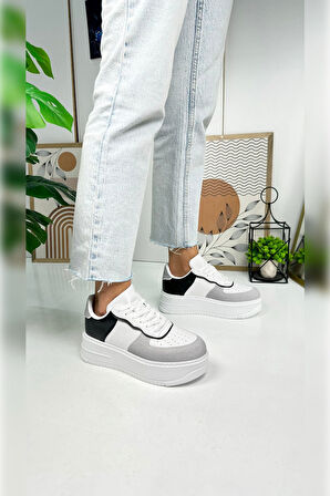 Günlük Kadın Sneaker Bağcıklı Hafif Kalın Yüksek Tabanlı Yürüyüş Nefes Alabilen Spor Ayakkabı 451