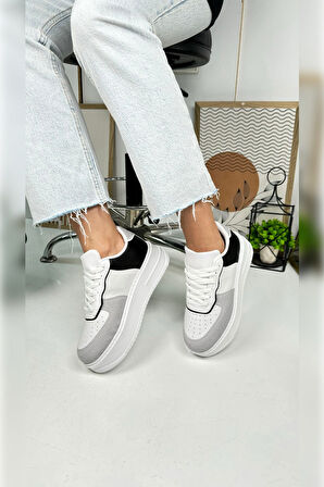 Günlük Kadın Sneaker Bağcıklı Hafif Kalın Yüksek Tabanlı Yürüyüş Nefes Alabilen Spor Ayakkabı 451