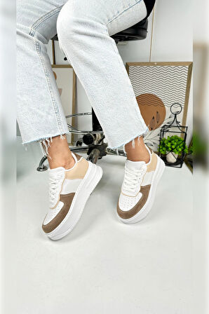 Günlük Kadın Sneaker Bağcıklı Hafif Kalın Yüksek Tabanlı Yürüyüş Nefes Alabilen Spor Ayakkabı 451