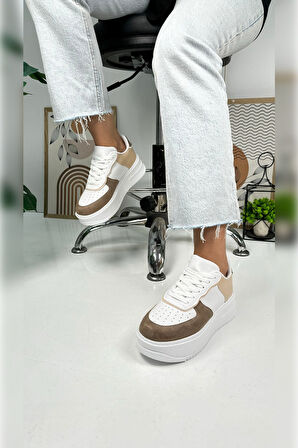 Günlük Kadın Sneaker Bağcıklı Hafif Kalın Yüksek Tabanlı Yürüyüş Nefes Alabilen Spor Ayakkabı 451