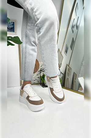 Günlük Kadın Sneaker Bağcıklı Hafif Kalın Yüksek Tabanlı Yürüyüş Nefes Alabilen Spor Ayakkabı 451