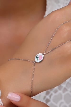 925 Ayar Gümüş Mine Gül Motifli Şahmeran - 45103401