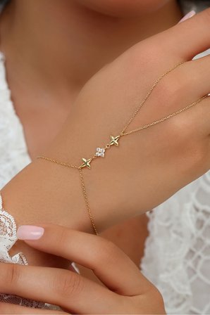 18K Altın Kaplamalı 925 Ayar Gümüş Monafleur Çiçek Şahmeran - 45103802