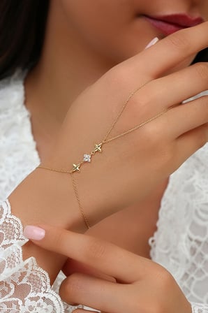 18K Altın Kaplamalı 925 Ayar Gümüş Monafleur Çiçek Şahmeran - 45103802