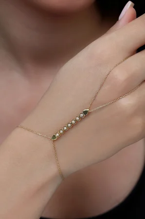 18K Altın Kaplamalı 925 Ayar Gümüş Çiçek Dizisi Şahmeran - 45103902