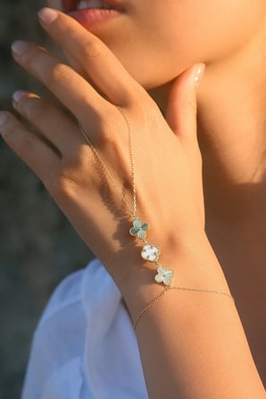 14K Altın Kaplamalı 925 Ayar Gümüş Granada Saray Yoncaları Şahmeran - Beyaz 45104103