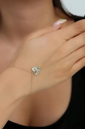 14K Altın Kaplamalı 925 Ayar Gümüş Kalemli Kalp Şahmeran - 45104501