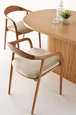 Asos Defne Ağaç Oval Yemek Masa Sandalye Takımı 90x160