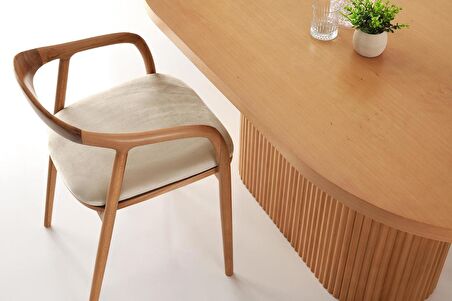 Asos Defne Ağaç Oval Yemek Masa Sandalye Takımı 90x160