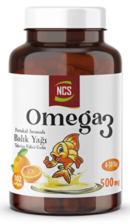 Omega 3 Balık Yağı Portakal Aromalı 500 MG 102 Softgel