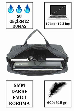 Case Club 2129 Büyük Boy 17.3 inç Evrak El Omuz Çantası Laptop Bölmeli Omuz Askılı Notebook Çantası