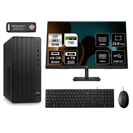HP TOWER 290 G9 i3 13100 48GB RAM 4TB SSD GT730/4GB FDOS 8T2X0ES MASAÜSTÜ PC & 23.8'' MONİTÖR