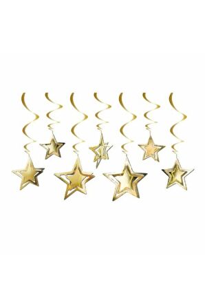 Yıldız 3D Helezon Tavan Süs Gold 10'li