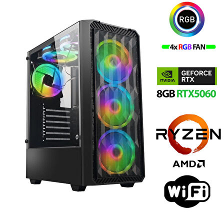 Xaser Velox x460 Ryzen 5 7600 16GB DDR5 Ram 1TB M.2 NVMe SSD 8GB RTX5060 Masaüstü Oyuncu Bilgisayarı
